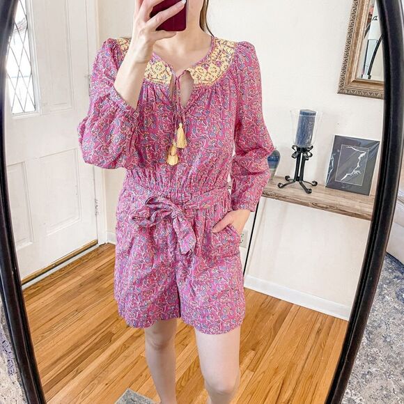 J Crew Embroidered Romper Pink Vines 6 - Picture 10 of 10